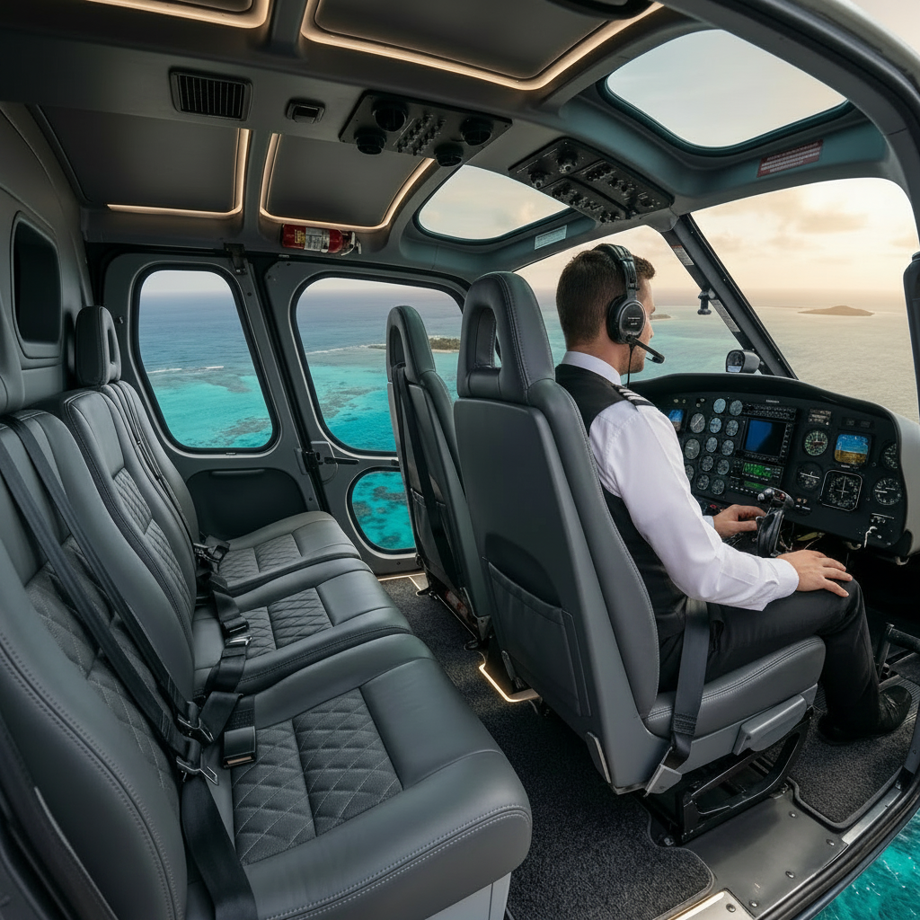 Luxurious interior of the Helishift helicopter