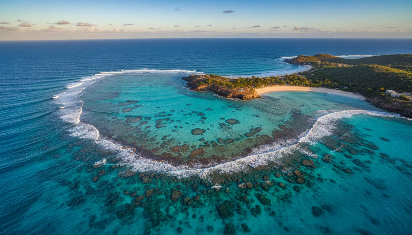 Aerial view of the Caribbean from a helicopter